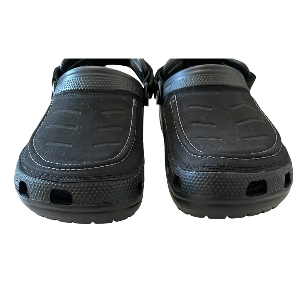 CROCS Mens 8 Yukon Vista Sling Back Slip On Clog Black Faux Leather Non Slip